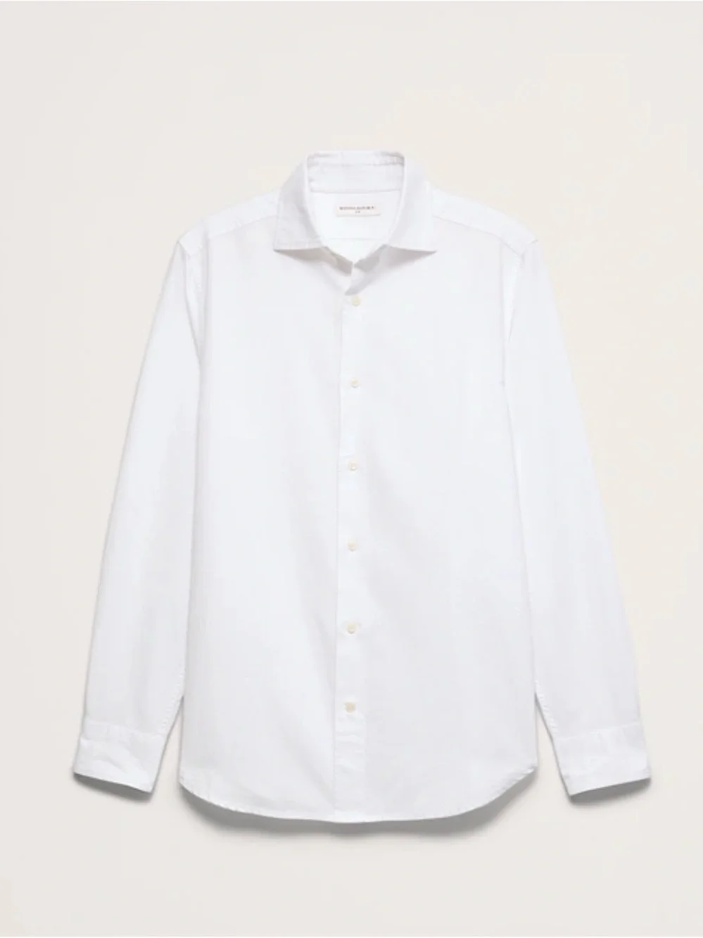 Banana Republic Men's Linen 66%, Cotton 34% White Button-Down Shirt, Size Large